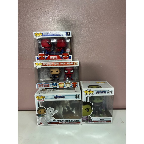 Funko Other - Marvel Funko Pop Bundle Avengers Endgame Hulk Valkyrie Spider-Man Meme Civil War